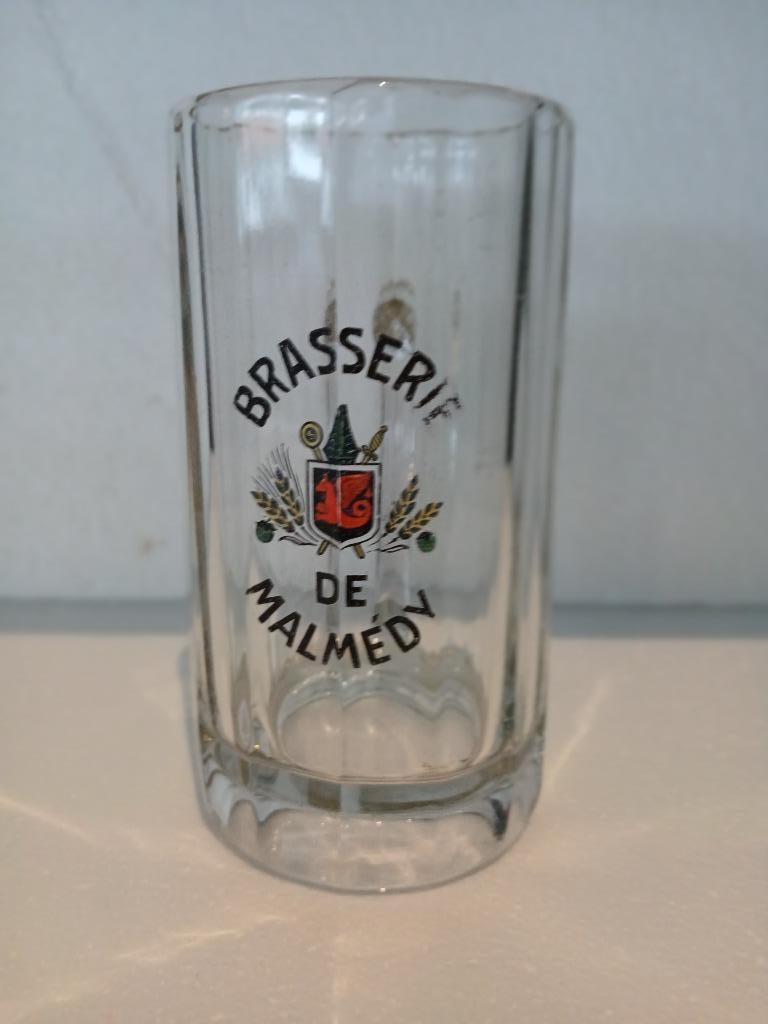 Ancienne chope en verre BRASSERIE DE MALMEDY, Enlèvement ou Envoi, Utilisé, Verre ou Verres, Autres marques