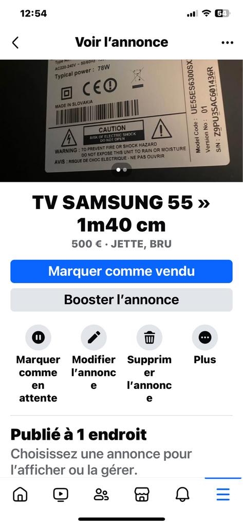 Tv SAMSUNG 55’ 140 cm