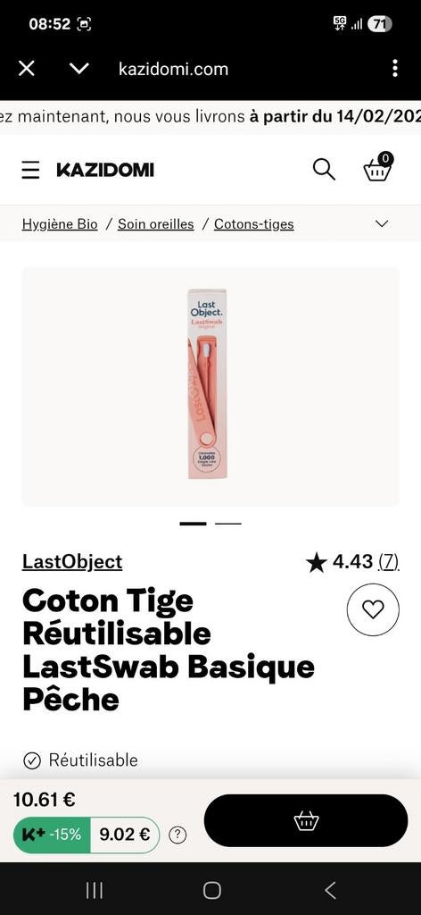 NEUF Coton Tige Réutilisable LastSwab Basique Pêche, Enlèvement, Neuf, Accessoires