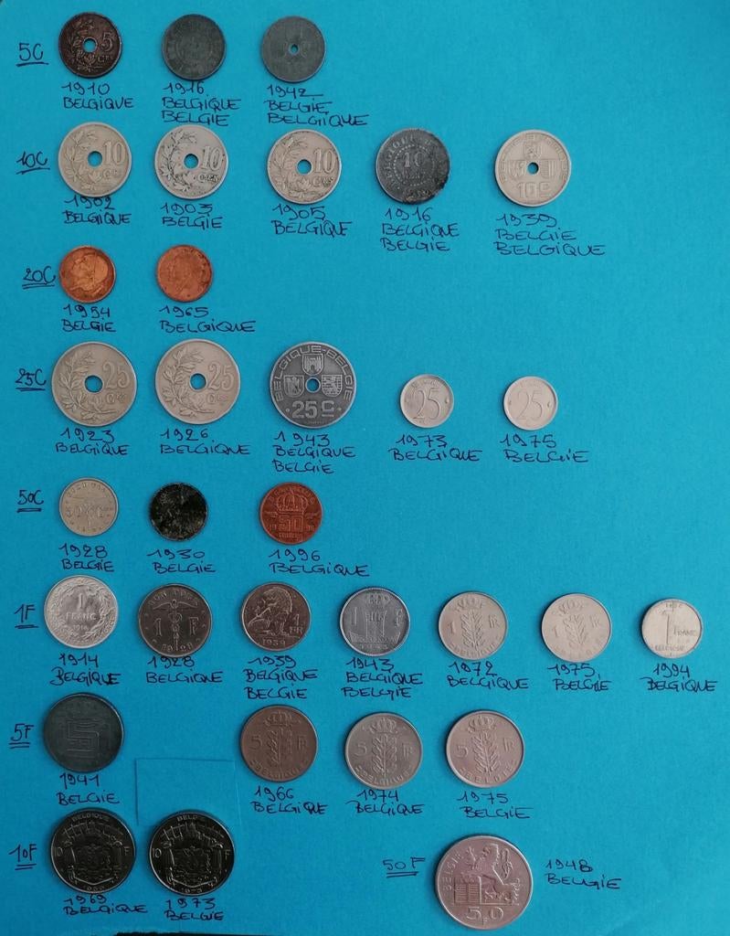 Oude Belgische munten 32 stuks, Postzegels en Munten, Ophalen