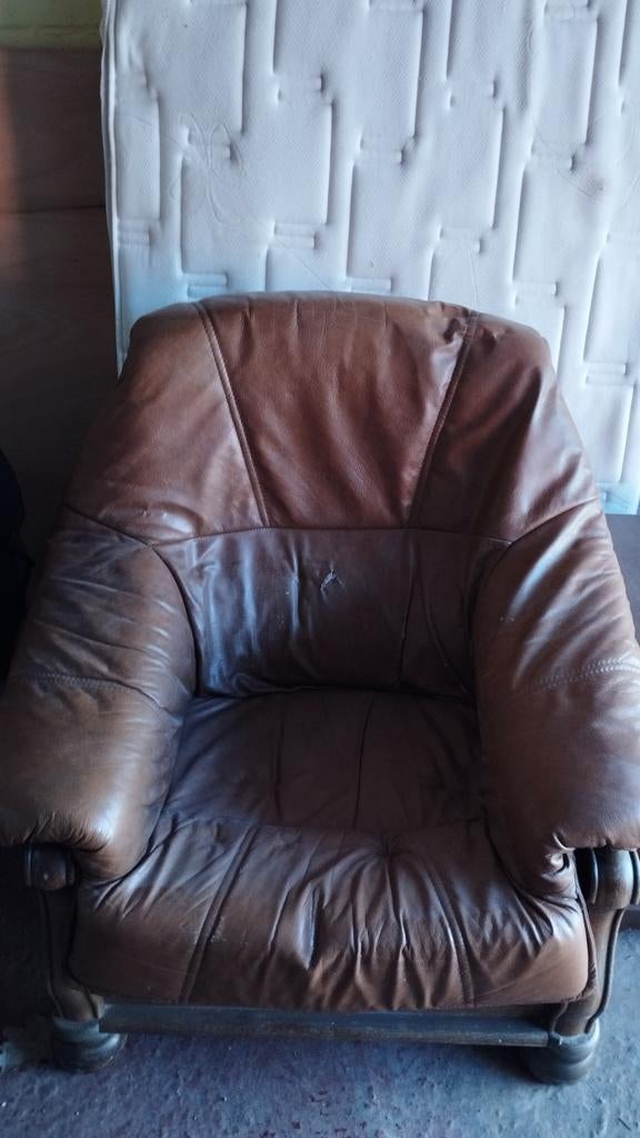 Leren eenpersoonszetel, Huis en Inrichting, Fauteuils, Ophalen, Leer