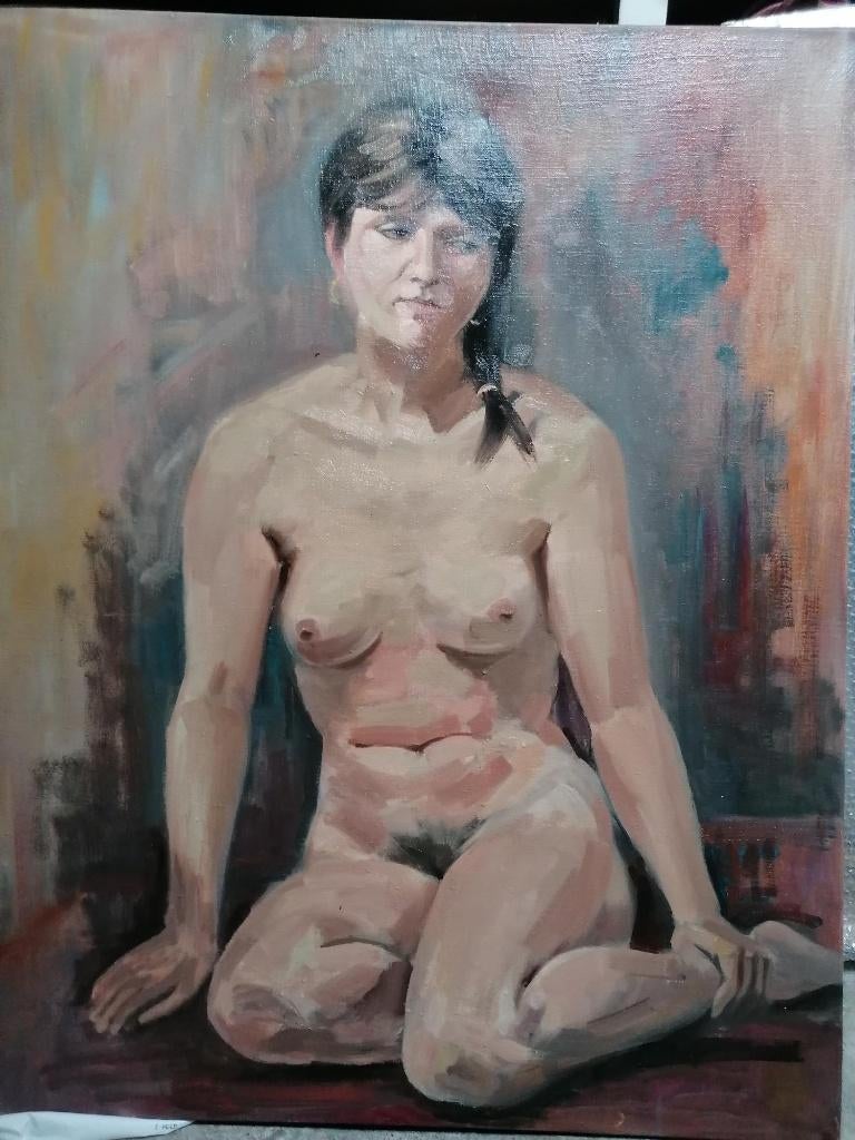 Naakt op olie op doek, Antiek en Kunst, Ophalen