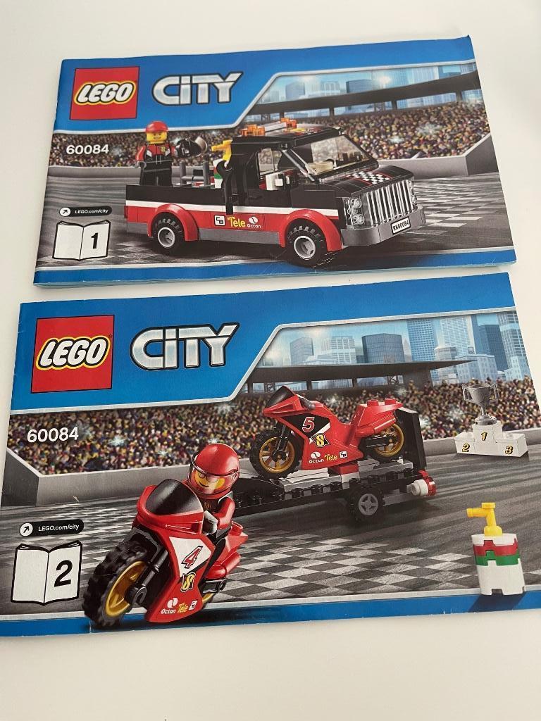 Lego 60084 city racemotor transport, Ophalen of Verzenden, Zo goed als nieuw, Complete set, Lego