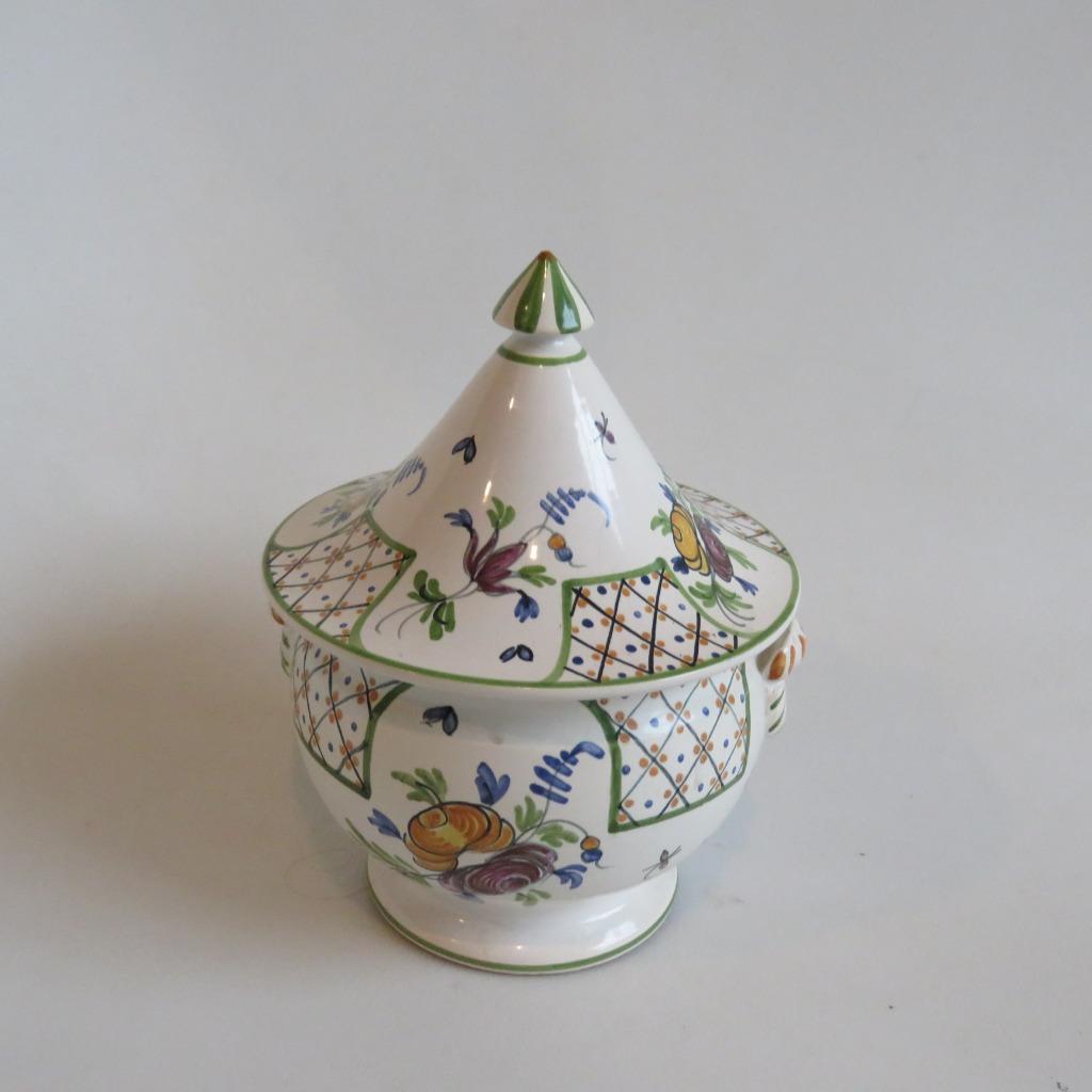 Sucrier à terrine vintage en porcelaine Vieux Rouen Fait mai, Enlèvement ou Envoi