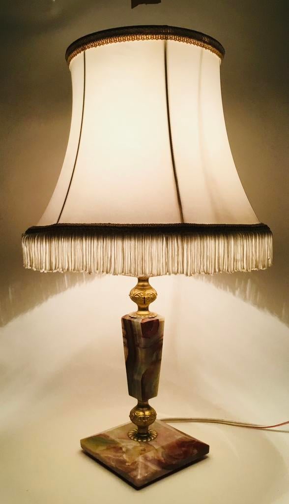 Vintage design grote sfeer tafellamp marmer / onyx + messing, Verzenden