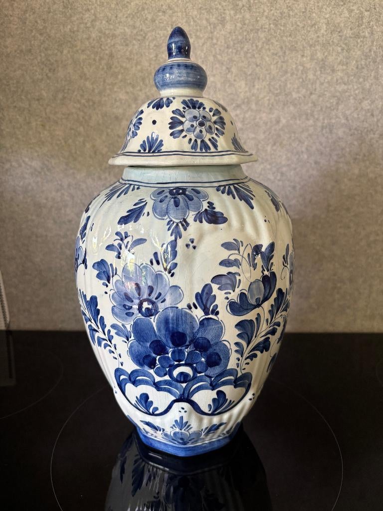 Grote dekselvaas Delfts Blauw, Ophalen of Verzenden