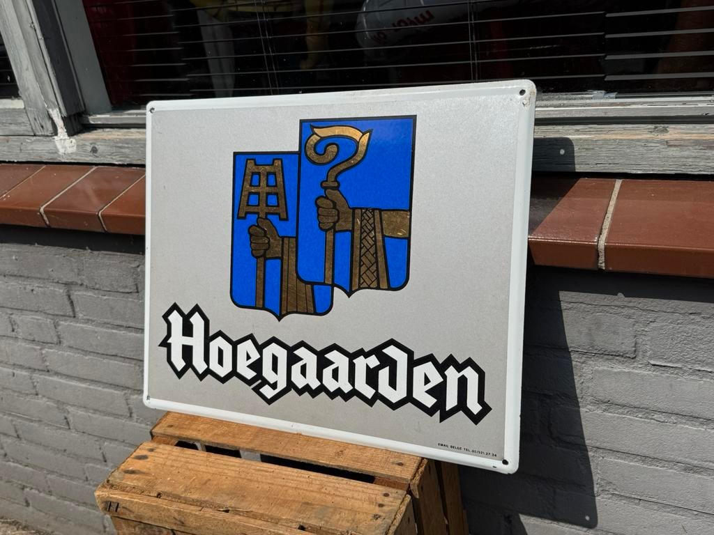 Hoegaarden bier emaille reclamebord, Verzamelen, Ophalen of Verzenden, Gebruikt, Reclamebord
