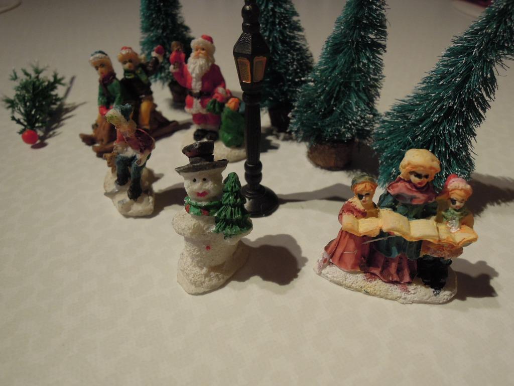 figurines de noël bonhomme de neige enfant avec lampadaire c, Collections, Enlèvement ou Envoi, Utilisé