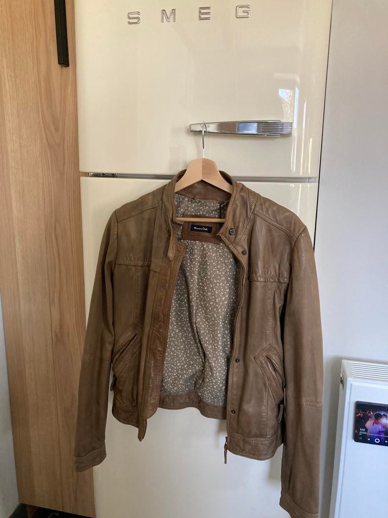 Bruine lederen jas - Massimo dutti - Large 34, Ophalen of Verzenden