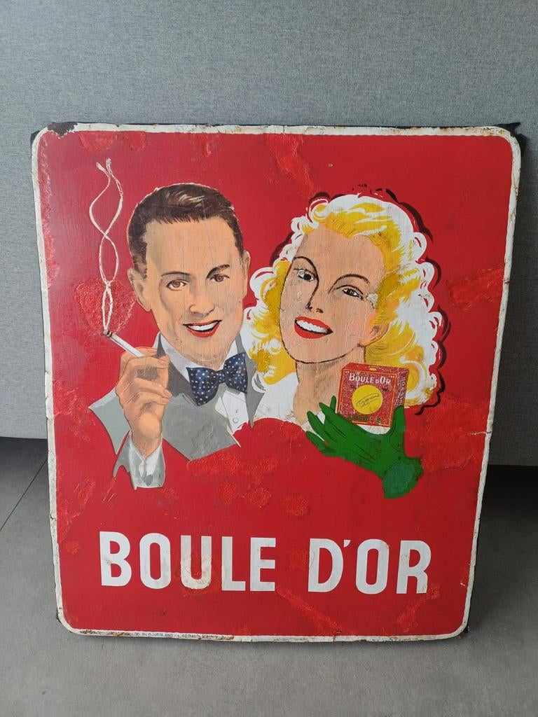 Emaille Boule D'or, Verzamelen, Merken en Reclamevoorwerpen, Ophalen of Verzenden, Gebruikt, Reclamebord