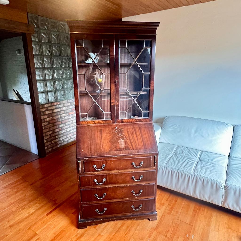 Meuble de bureau anglais vintage en bois massif, Antiquités & Art, Enlèvement