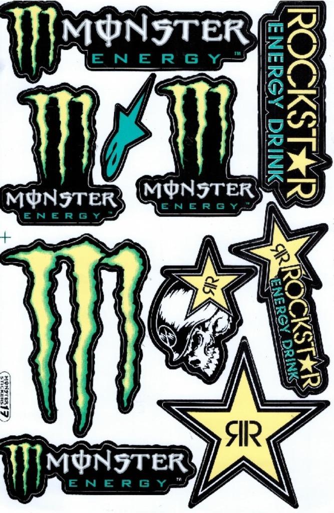 Feuille d'autocollants Rockstar Monster Energy, jeu d'autoco, Enlèvement ou Envoi