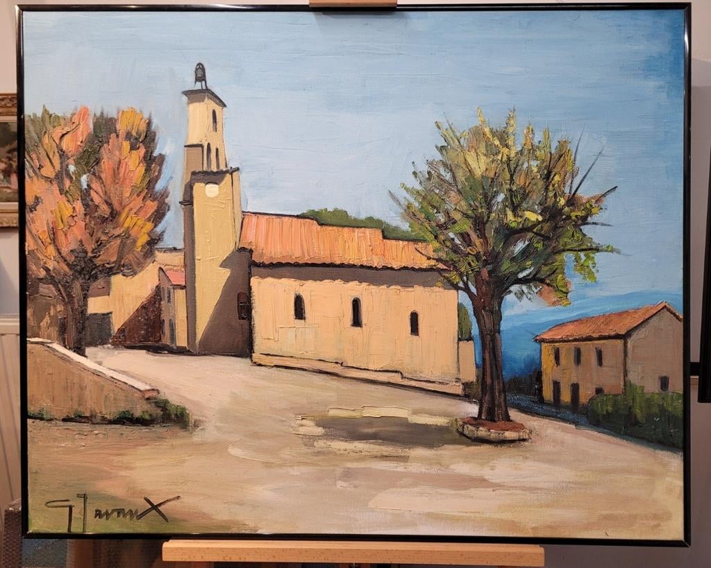 Ginette JAVAUX, kerkplein in Blauvac (Vaucluse), Antiek en Kunst, Ophalen