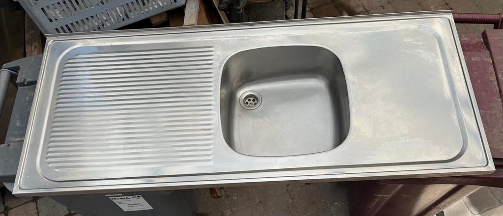 Inox opbouw wasbak afmetingen:1.20 x 50 retro!, Huis en Inrichting, Keuken | Keukenelementen, Ophalen, Gebruikt, Nic.debruyne@gmail.com