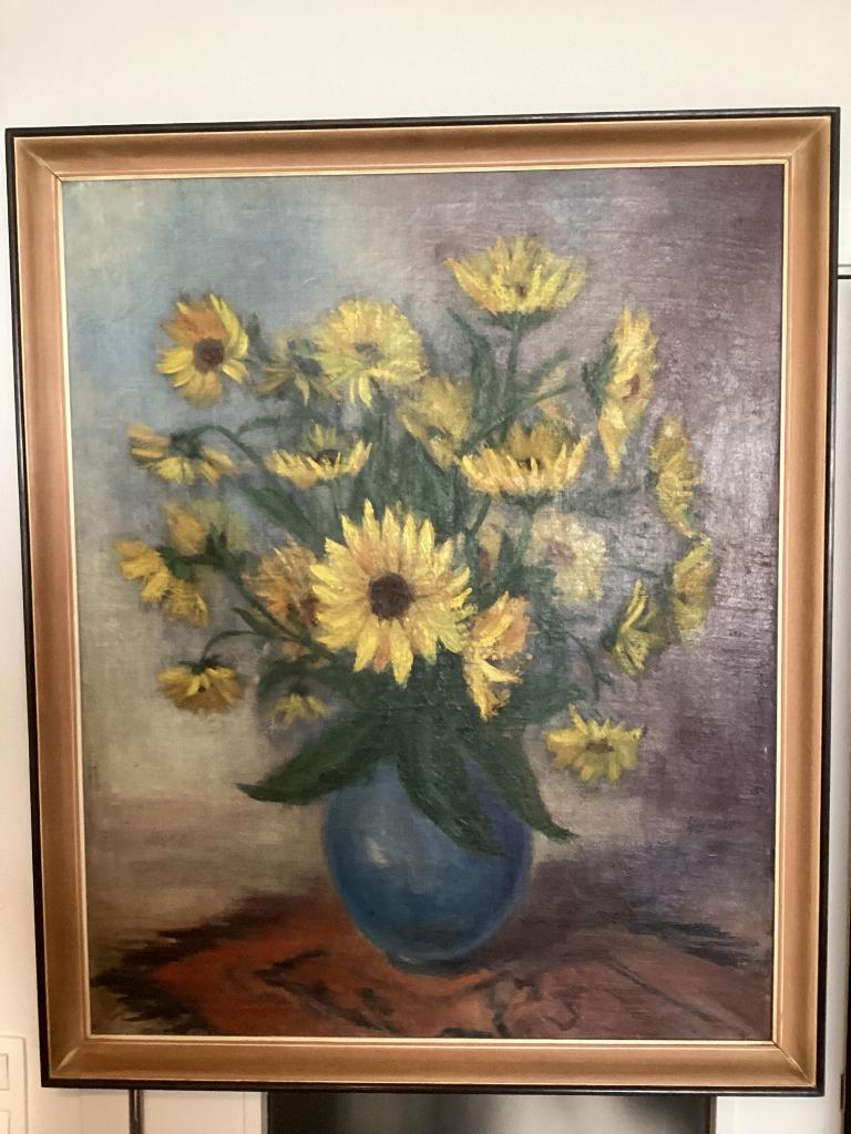 Schilderij Zonnebloemen, getekend. 005/CB., Antiek en Kunst, Ophalen