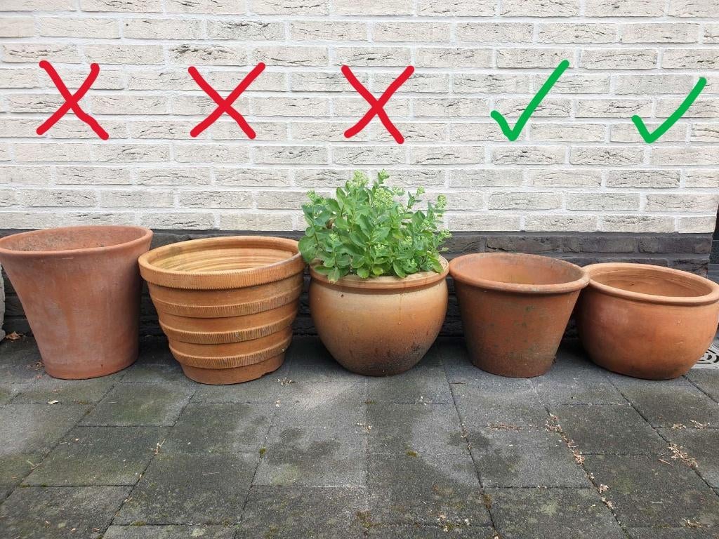 2x bruine terracotta pot bloempot pot voor tuin terras mooi!, Enlèvement, Terracotta, Jardin