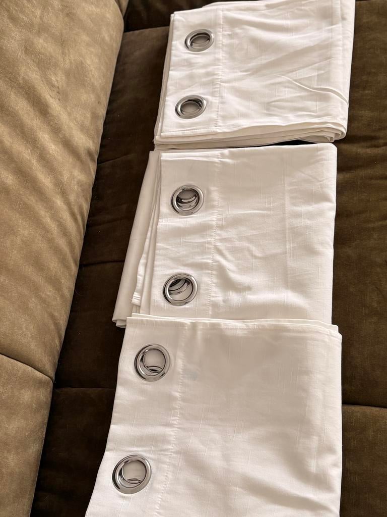 3 rideaux à anneaux blancs Damien 135 x 270 cm, Enlèvement ou Envoi, Blanc