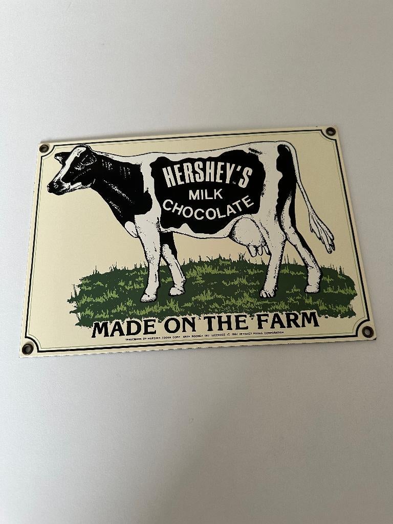 Reklame bord Hershey's Milk Chocolade 1991, Verzamelen, Ophalen of Verzenden, Zo goed als nieuw, Reclamebord