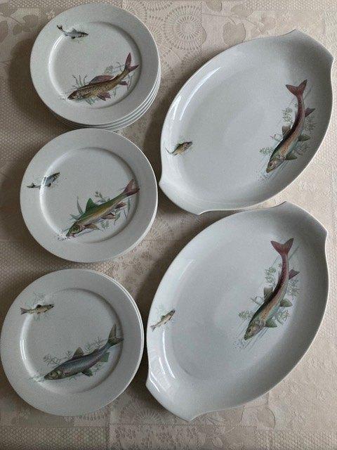 Service poisson - 14 pièces, Enlèvement, Comme neuf, Porcelaine, Service complet