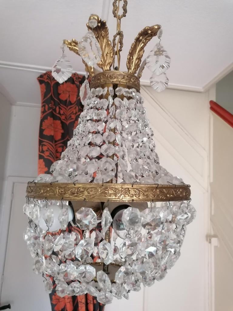 kristallen zakkroonluchter, Antiek en Kunst, Antiek | Verlichting, Ophalen