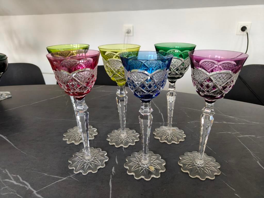 Val Saint Lambert - Verrept - 6 glazen - 22 cm, Enlèvement ou Envoi