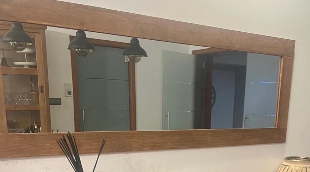 Teak spiegel, Huis en Inrichting, Woonaccessoires | Spiegels, Ophalen of Verzenden