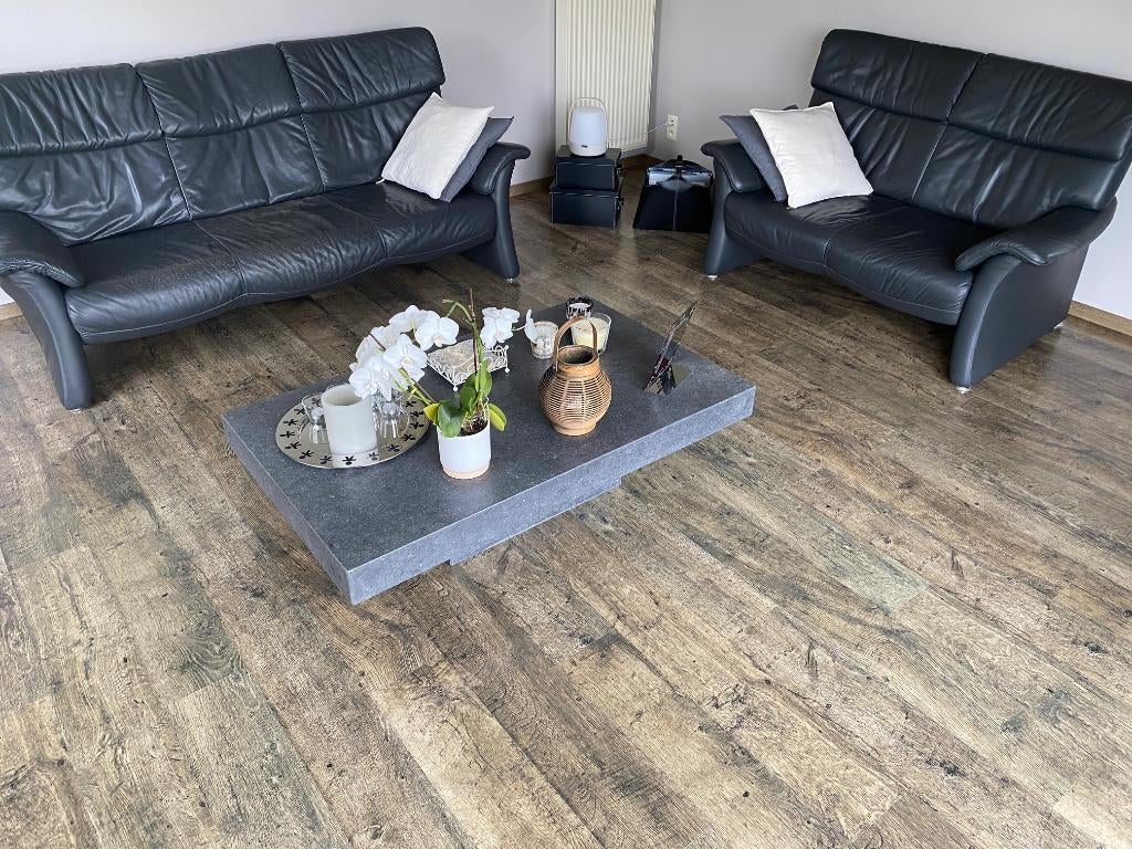 Canapés en cuir (1x 3 places + 1x 2 places), Maison & Meubles, Canapés | Salons, Autres matériaux, 200 à 250 cm, Banc droit, Contemporain