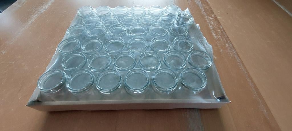 Glazen potjes met zwarte deksels, Huis en Inrichting, Keuken | Keukenbenodigdheden, Ophalen of Verzenden, Nieuw