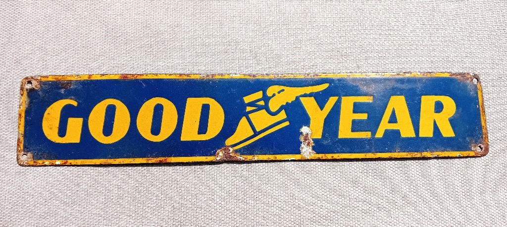 Rare panneau d'affichage en émail GOODYEAR 56 cm, Enlèvement ou Envoi, Comme neuf, Panneau publicitaire