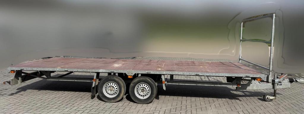 Platte aanhangwagen van 2m40 bij 6m00, Ophalen, Gebruikt