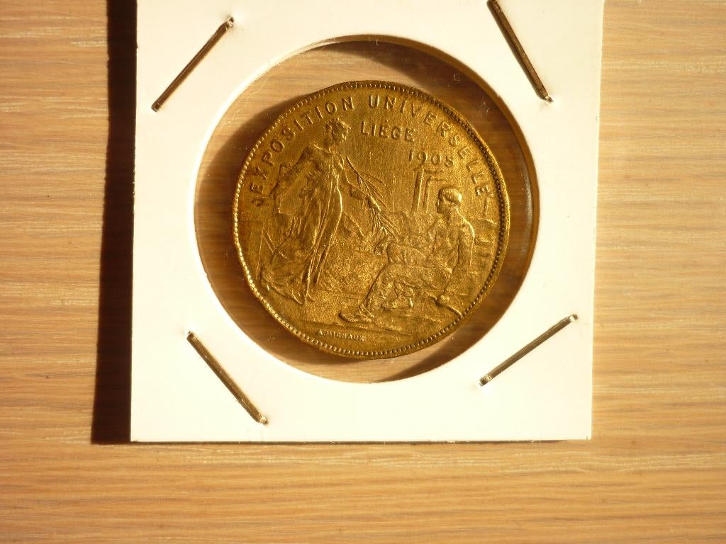jeton Mannaie de Bxl 1910 + Expos Universele de Liege 1905, Postzegels en Munten, Munten | België, Verzenden