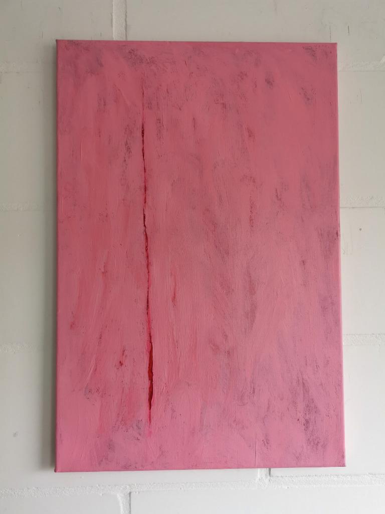 Damaged pink - acryl op doek, Antiquités & Art, Enlèvement