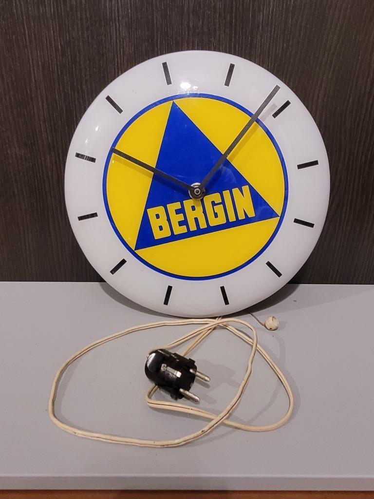 ancienne horloge lumineuse publicitaire bergin, Collections, Enlèvement ou Envoi, Utilisé, Panneau publicitaire