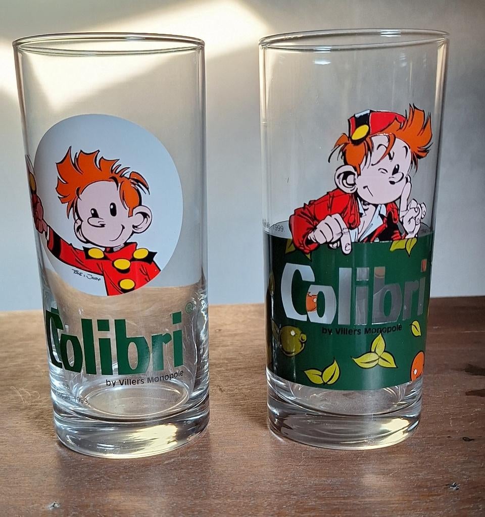 2 Spirou Colibri glazen, Verzamelen, Stripfiguren, Nieuw, Overige typen, Overige figuren, Ophalen