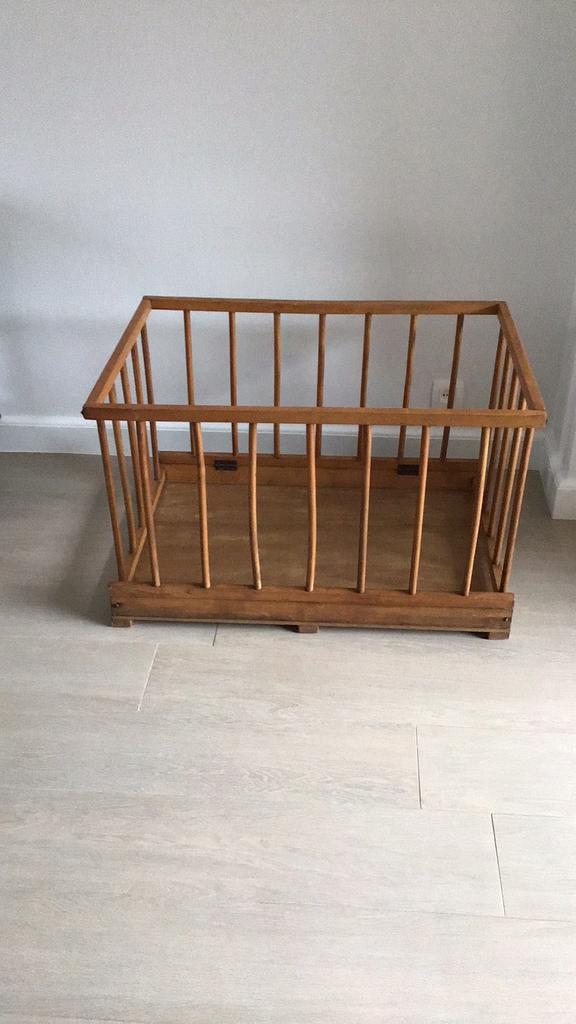 Houten babypark retro, Kinderen en Baby's, Ophalen, Gebruikt, Rechthoekig