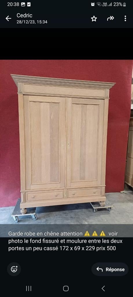 Garderobe en chêne aerogommer, Enlèvement, Chêne