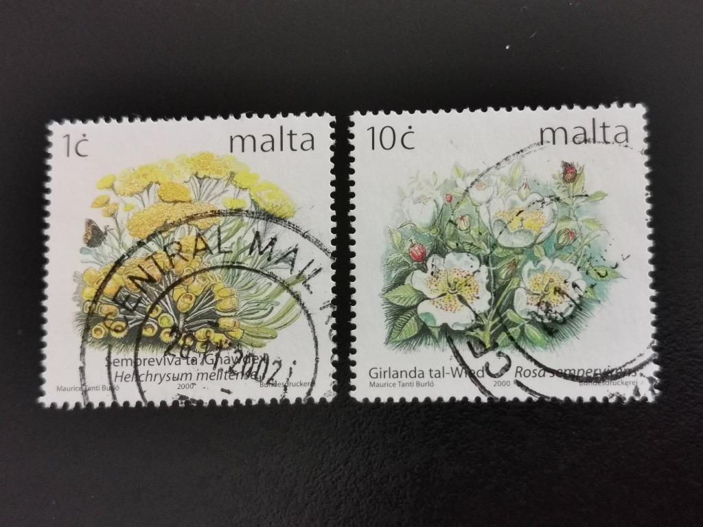 Malta 2000 - bloemen, Ophalen of Verzenden, Malta, Gestempeld