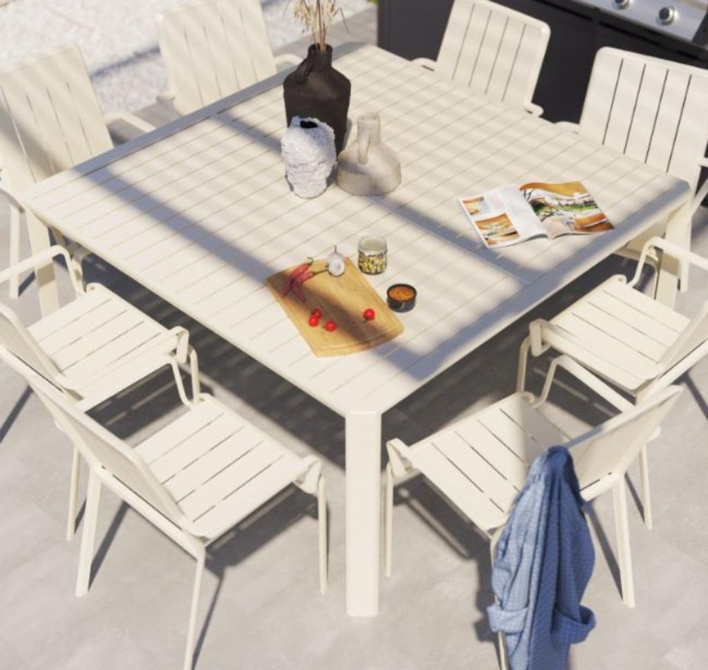 Volledig aluminium uitschuifbare tuintafel voor 8 personen, Tuin en Terras, Ophalen, Nieuw, Rechthoekig, Aluminium