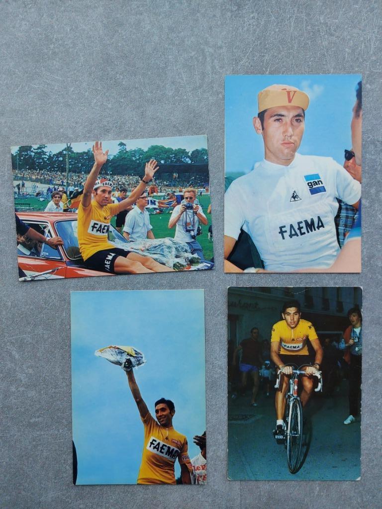 4 postkaarten Eddy Merckx, Verzamelen, Ophalen of Verzenden, Gebruikt, Spelerskaart