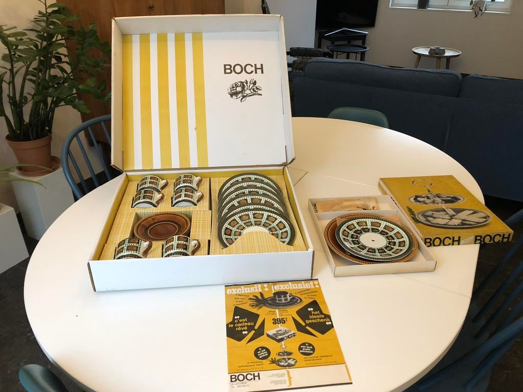 Boch dessertservies (reeks Bernadette jaren ‘60), Ophalen, Zo goed als nieuw, Overige stijlen, Aardewerk