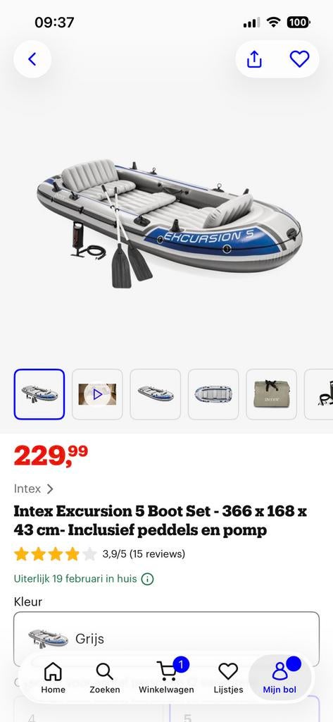 Intex 5pers boot NIEUW!!, Watersport en Boten, Ophalen, Nieuw, Drie personen of meer, Opblaasbaar