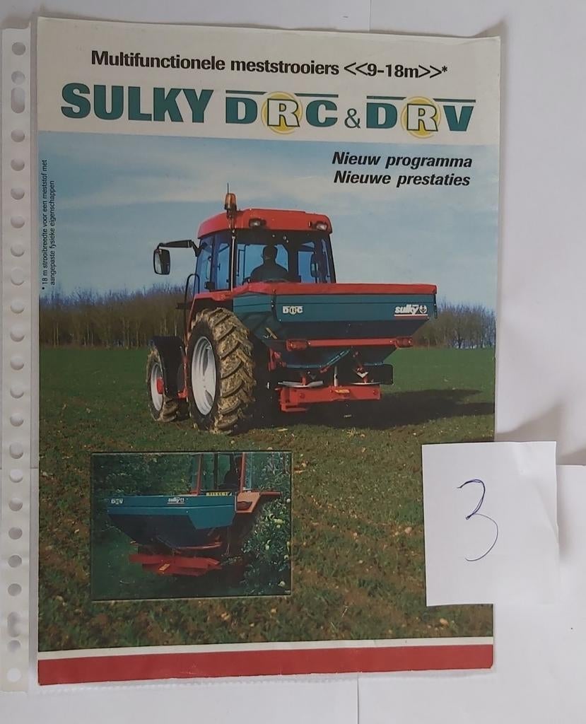 SULKY DRC & DRV  meststrooiers landbouw folder, Ophalen of Verzenden, Zo goed als nieuw, Folder