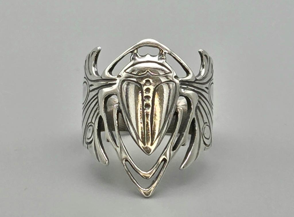 Zilveren Art Nouveau ring met Meikever. 2025/564, Handtassen en Accessoires, Antieke sieraden, Verzenden, Zilver, Ring