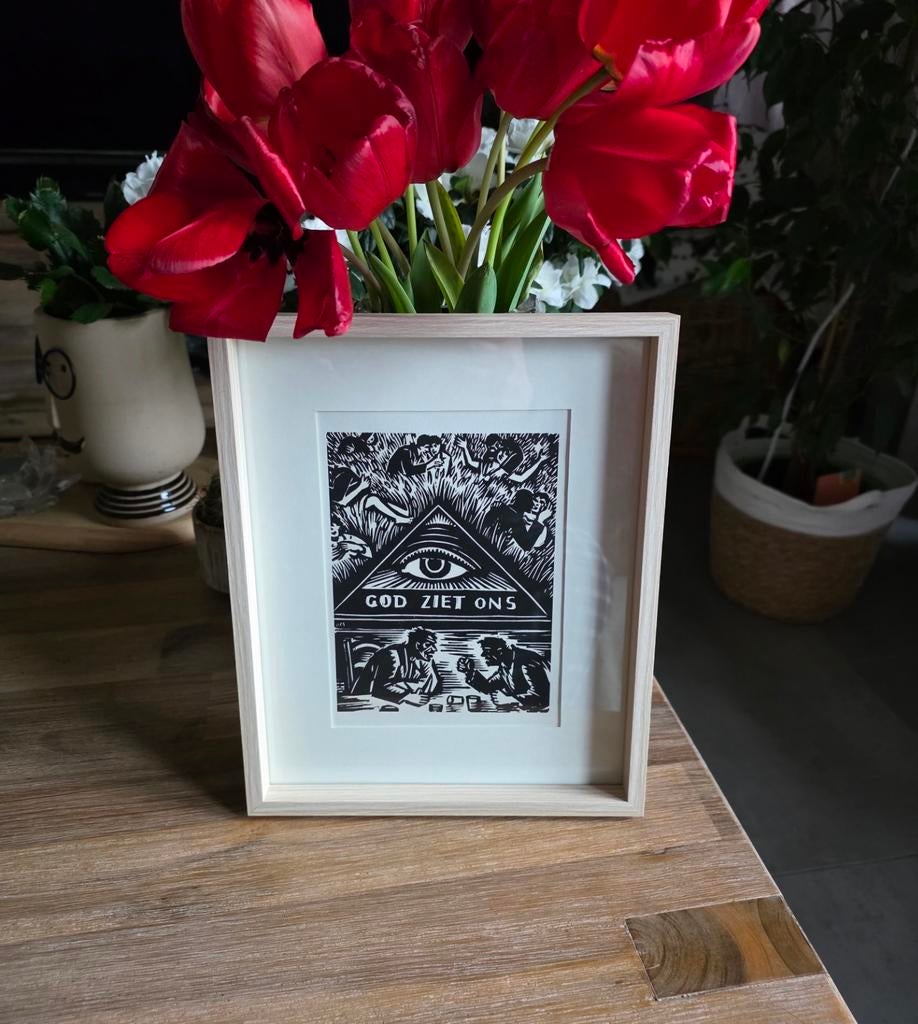 Gravure sur bois de Frans Masereel, Enlèvement ou Envoi, Gravure sur bois, Signé