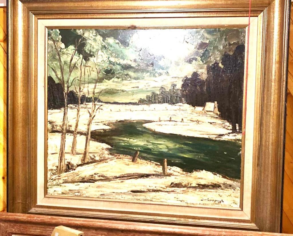 Magnifique ancienne peinture 120cm signée, Enlèvement