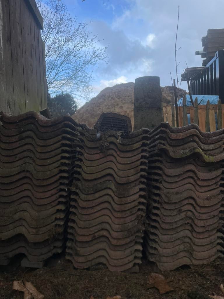 400 dakpannen +/-, Doe-het-zelf en Bouw, Ophalen, Gebruikt, Steen of Klei, 15 m² of meer