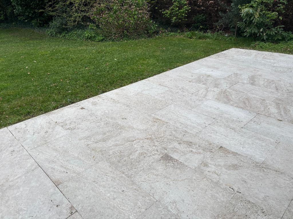 Lot Travertin tegels 61x40,6x3, Ophalen, Nieuw, Terrastegels, Natuursteen