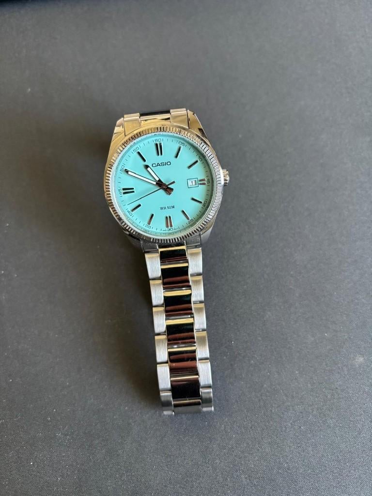 Horloge Casio tiffany blue, Handtassen en Accessoires, Ophalen of Verzenden, Zo goed als nieuw, Polshorloge, Casio