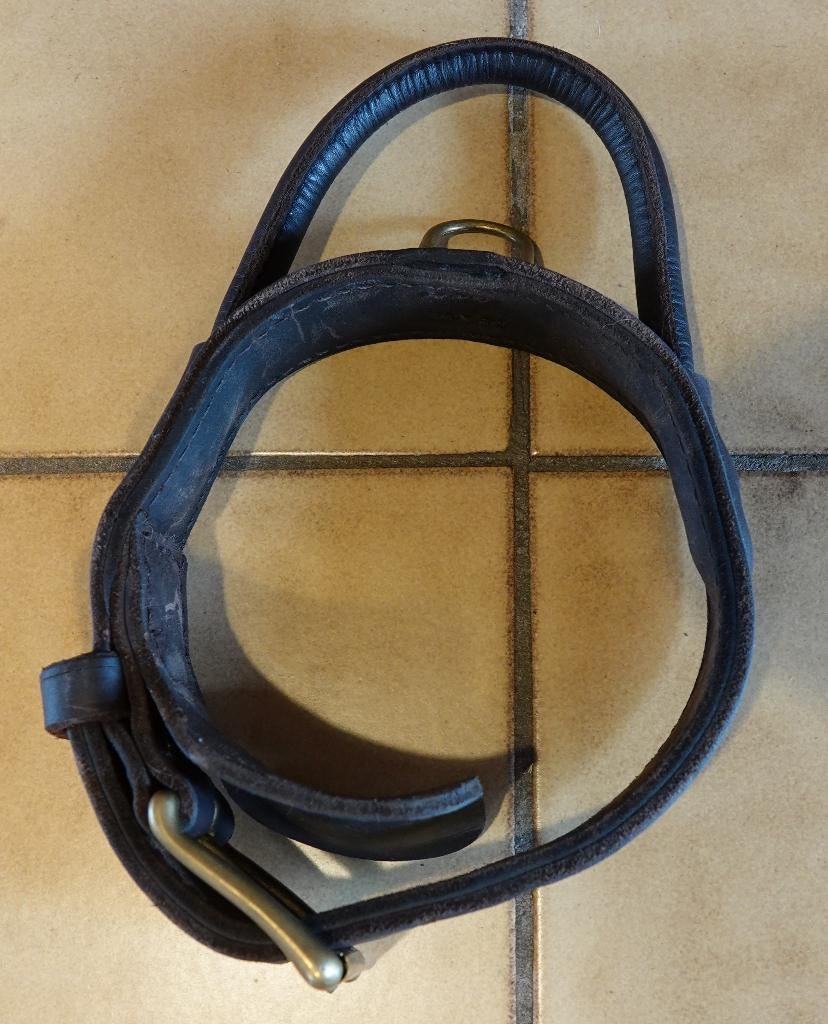 Lederen halsband hond met handvat, Dieren en Toebehoren, Ophalen of Verzenden, Handgemaakt, Zo goed als nieuw