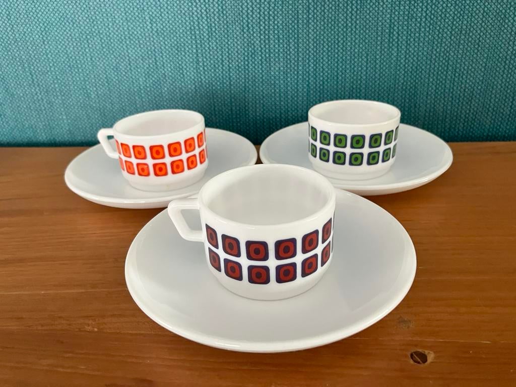 Set 3 Arcopal Square espresso tasjes, Ophalen of Verzenden